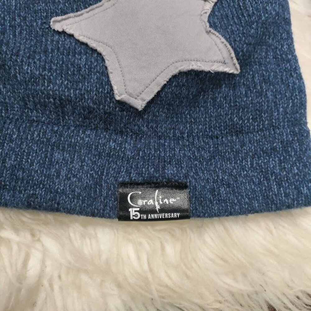 Coraline x Hot Topic Star Patchwork Junior Large Oversized Cardigan Sweater Blue - Picture 9 of 9